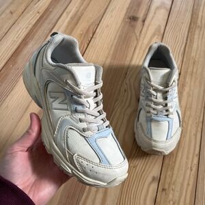 New Balance 530 White Light Blue Retro Running Shoes Sneakers 2.5 US Kids y2k